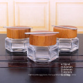 50ml Hexagonal glass mask  bottle with wood lid